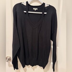Jamison Oliva Cutout V Neck Pullover Sweater Womens XL Black - MSRP $88